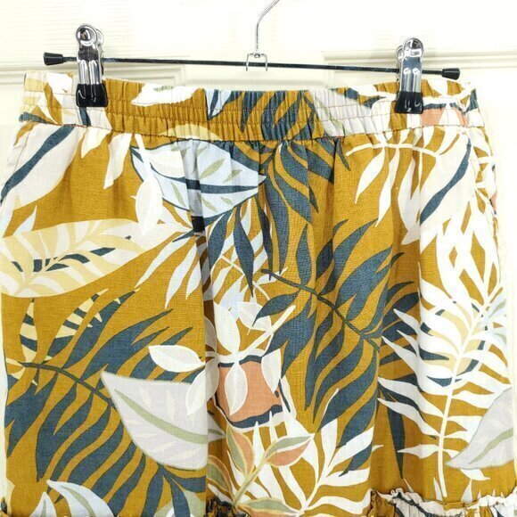 C&C California 100% Linen Pull On Ruffle Mini Skirt S Cream/Tan - Picture 4 of 11